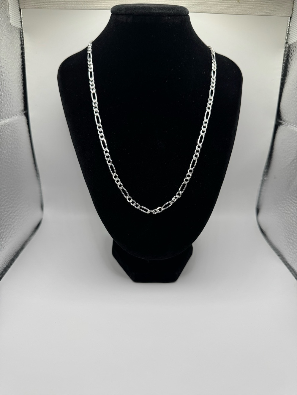 Sterling Silver Figaro Chain Necklace - Men's Silver Accessory